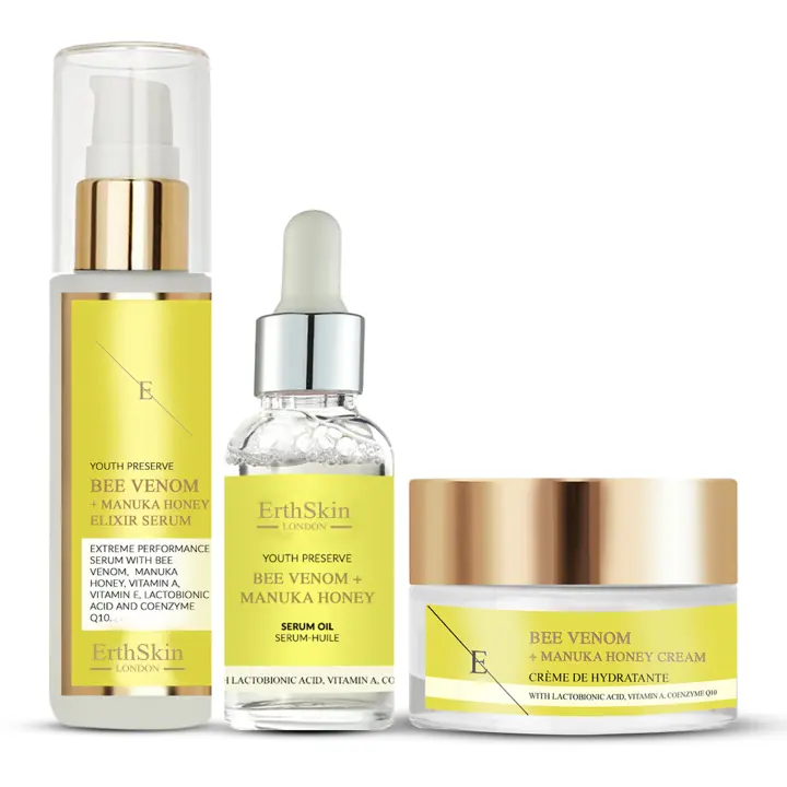 ErthSkin London Veneno de Abeja + Crema de Miel de Manuka + Suero Elixir + Aceite Serum - 1