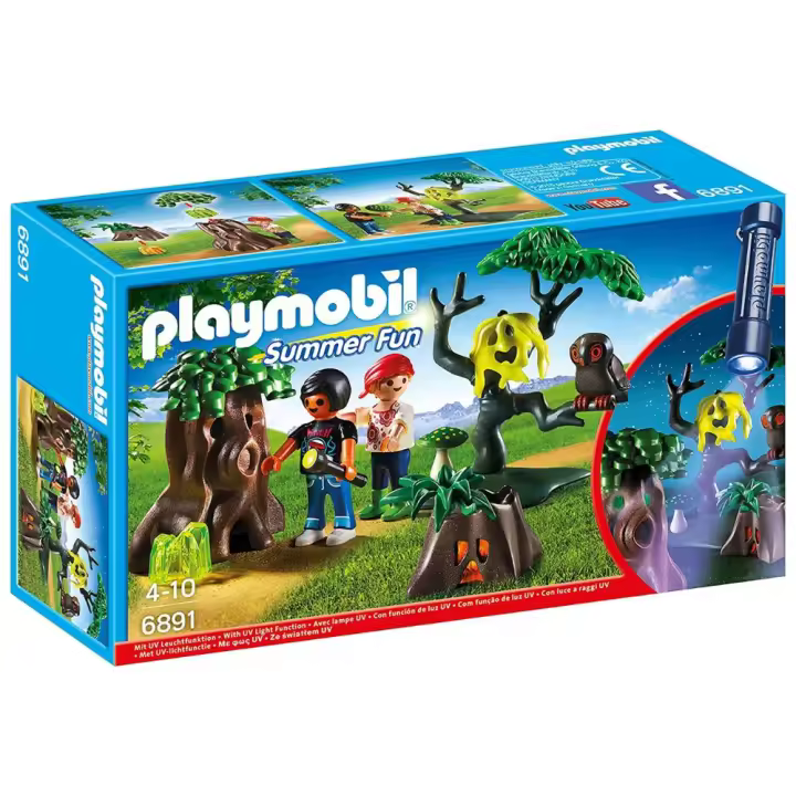 Playmobil caminata nocturna Summer Fun (6891) con figuras y troncos de árbol, y efectos luminosos en la oscuridad - 1