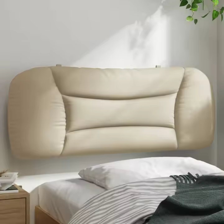 vidaXL Cabecero de cama acolchado tela crema 100 cm - 1