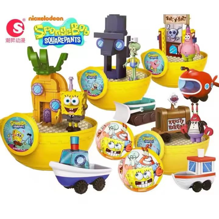 Juego De Juguetes Spongebob Squarepants Con Octopus Crab Boss Y Other Characters Bloques De Construcción De Asamblea Para Niños - 1