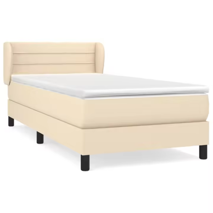vidaXL Cama box spring con colchón tela color crema 80x200 cm - 1