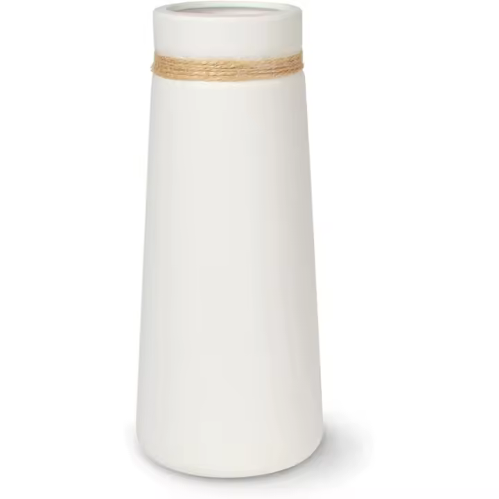 Jarrón de Cerámica para Hierba de Las Pampas, Florero Blanco Como Moderna Decoración Boho para Salas de Estar, Jarrón Grande de 21 cm de Altura en Mate, Decoración para Flores Frescas & Secas - 1