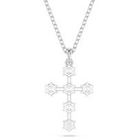 Collar con Colgante de Cruz de Cristal pavimentado de Plata 925, collar Redondo de Piedra de CIRIA cúbica transparente, Gift de joyería para Mujeres y hambres \ ufeff - details 1