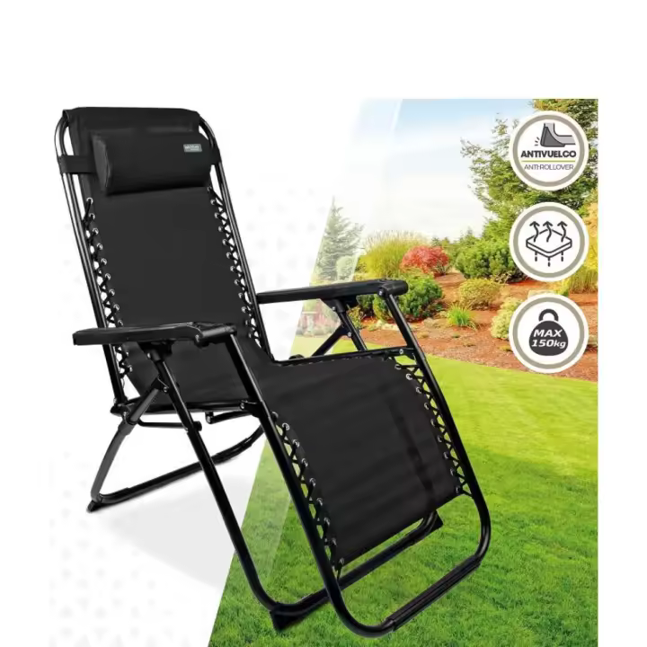 SILLA DE JARDIN - PLAYA - PERFECT RELAX con Reposabrazos y Reposacabeza + Apoya Vasos HONEST - 1