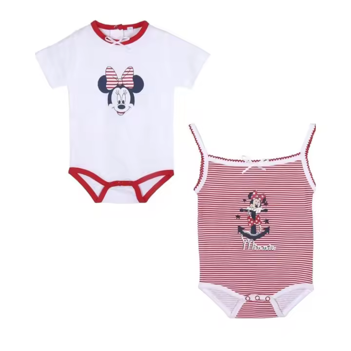 CERDÁ LIFE'S LITTLE MOMENTS - Pack 2 Bodies de Algodón 100% de Minnie Mousse - Manga Corta - Fácil de Poner y Quitar - Ropa para Bebé en Caja Lista para Regalar - 1