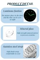 Reloj De Cuarzo Para Hombre Simple Y Gris Con Cuadrícula Resistente Al Agua Y Luminoso Estilo Clásico De Negocios - details 1