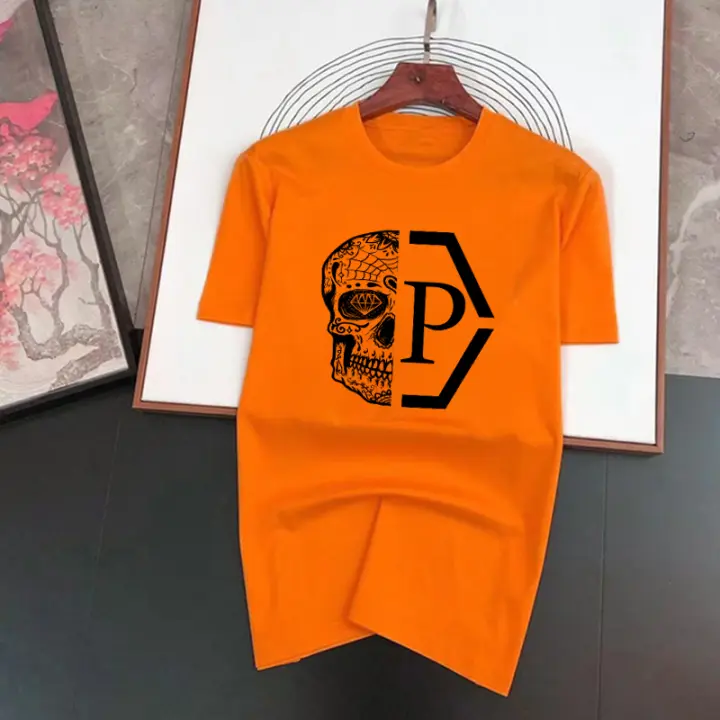 Camiseta Hombre Media Calavera Impresión Casual Transpirable Algodón Suelta Divertida Sobredimensionada Para Calle - 1