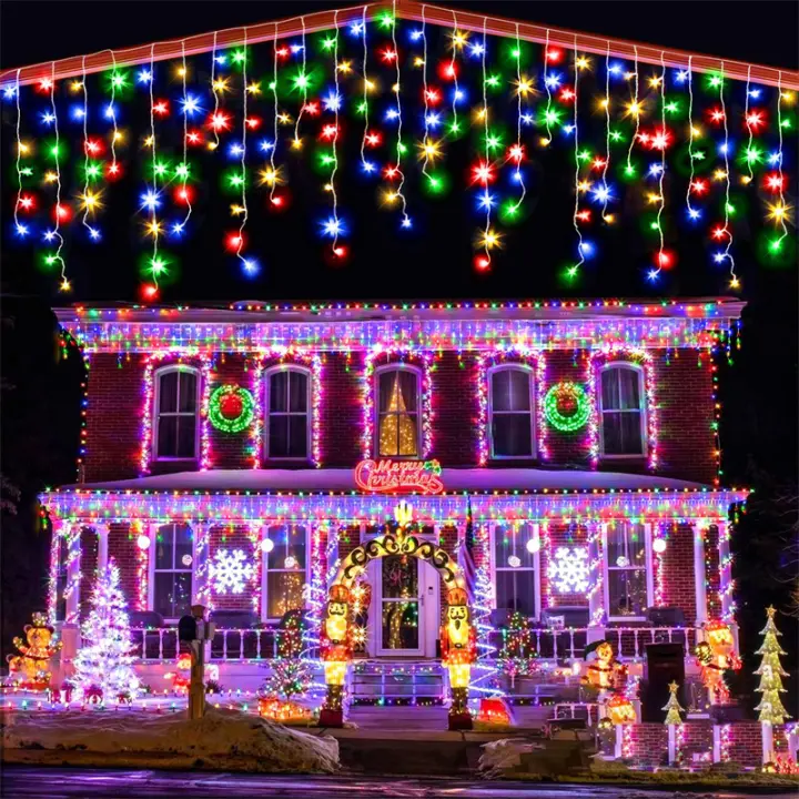 Luces De Navidad En Forma De Copo De Nieve 8 Modos Guirnalda De Ventana LED Icicle Fairy 2024 EU-Plug Decoración Para Año Nuevo 2025 - 1