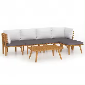 VIDAXL 3087004 conjunto de mobiliario de exterior de madera de acacia con cojines blanco y gris oscuro vida xl - 1