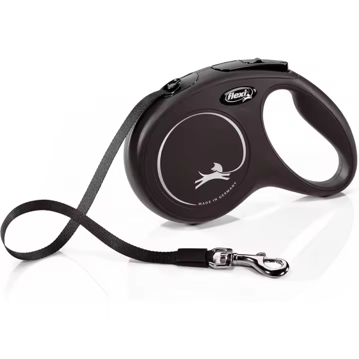 Correa Flexi New Classic M Cinta 5M NEGRO - Para Perros de Hasta 25 Kg - 1