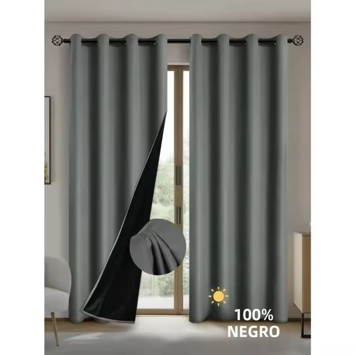 Cortinas Negras Con Acabado Aislante Y Cubierta Para Sala De Estar Dormitorio Cocina Decoración De Hogar Moderno - 1