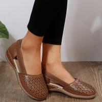 Sandalias De Tacón Alto Para Mujer 2023 Casual Suela Plancha Material De Suela De Goma Estilo Vintage Hueco Salón De Verano Zapatos Para Mujer - details 6