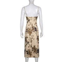 Vestido De Encaje Vintage CIBBAR Y2k Para Mujer Sin Mangas Estampado Floral Elegante Y Elegante De Verano Con Cinturón Acolchado Largo - details 4