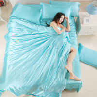 Juego De Cama Nórdico De Seda Satinada Con Fundas De Almohada Y Sábana Cubierta De Edredón Lujo Sólido Para Pareja Tamaño Grande - details 20