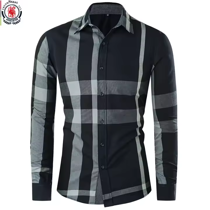 Camisa Casual De Patoleta Y Cuadros Fredd Marshall Para Hombre 100% Algodón Manga Larga Botones Social Tops Moda 2023 - 1