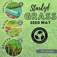 STARLYF Estera de Semillas de Hierba Biodegradable Grass Seed Mat, 2 Unidades, (10 metros x 45 cm) Alfombra de Cultivo de Hierba, Estera de germinación de césped, Alfombra con semillas de cesped para el jardín - details 0