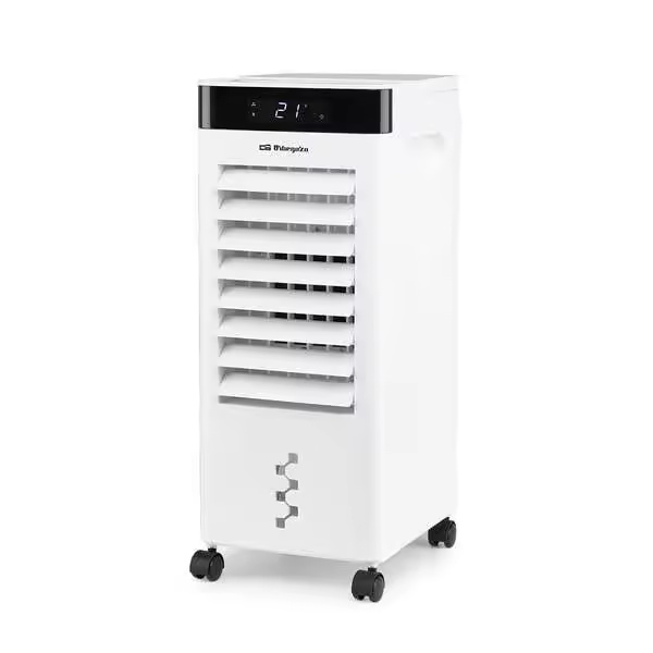 Orbegozo air 37 climatizador 3 en 1 purifica, humidifica y refresca - potencia 65w - display digital - temporizador 12h - deposito 6l - 3 velocidades - lamas oscilantes - ruedas pivotantes - silencioso y facil de usar - 1