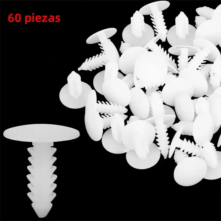 60pcs Clips De Plástico Duraderos Para Automóvil Clavos Blancos Accesorios Para Abrazaderas De Puerta De Coche Y Panel De Automóvil - 1