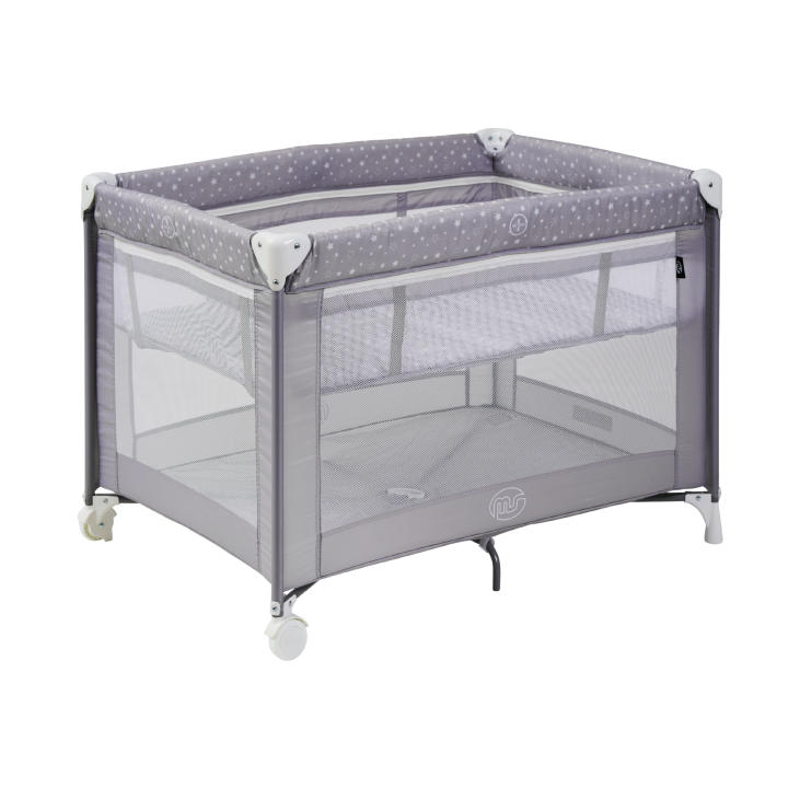 ms BabyWorld Kunni – Cuna de Viaje para niños con 2 Alturas | 100x70 cm | Desde el Nacimiento a 15Kg | Colchón y Bolsa Transporte Incluidos | Plegado y Montaje Fácil | Ligera y Ruedas (Gris)