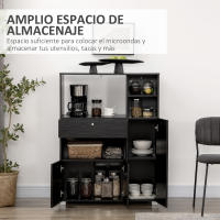 HOMCOM Mueble Auxiliar de Cocina Mueble para Microondas Aparador de Cocina con Cajón Estantes 3 Puertas 3 Compartimientos Diseño Anti-vuelco para Comedor 90x40x120 cm Negro - details 0