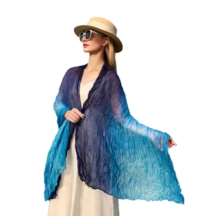Bufanda De Lino Para Mujer Con Graduación De Colores Resistente Al Viento Y a La Arena Estilosa Versátil Casual Mantel De Cabeza - 1