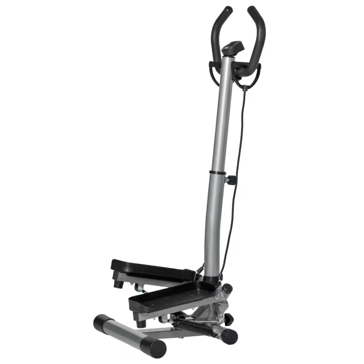 HOMCOM Máquina de Step Stepper Fitness con Manillar Altura Ajustable Pantalla LCD Cintas y Pedales Antideslizantes Equipo de Ejercicio para Gimnasio en Casa 55x53x118-128 cm - 1