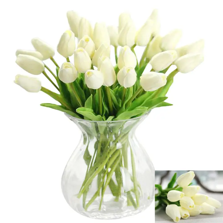 30 Uds Flores Artificiales tulipanes de látex Artificiales Como falseros reales - 1
