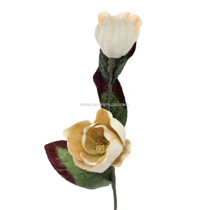 Sombrero de Flores MAGNOLIA X2 de Látex Pintadas a Mano Raíz Foam - 1