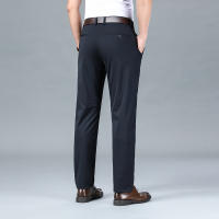 Pantalones Casuales De Seda Para Hombre Primavera/Verano Cintura Media Pierna Larga Y Recta Cómodos Y Transpirables Con Bolsillos - details 10