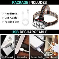 Linterna Frontal Con 8 LEDs Super Brillantes Recargable Por USB Modos De Iluminación Ajustables Para Camping Pesca Y Senderismo - details 5