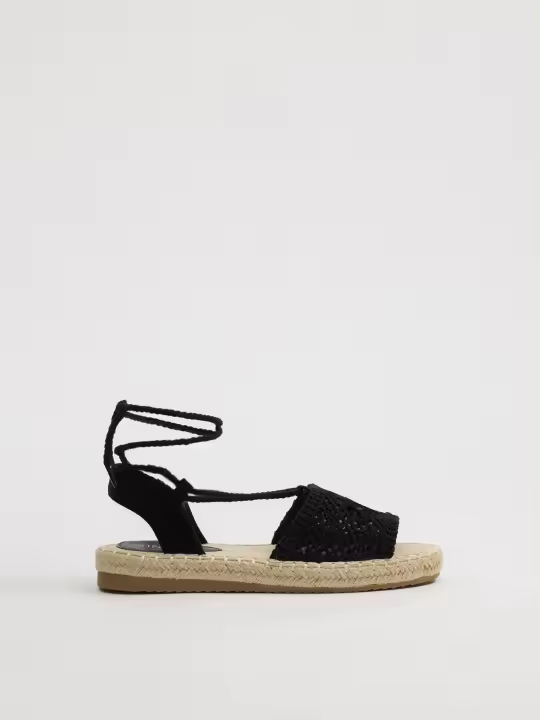 Sandalias de yute con pala calada, bordados y lazos ajustables, ideales para un look veraniego INSIDE - 1