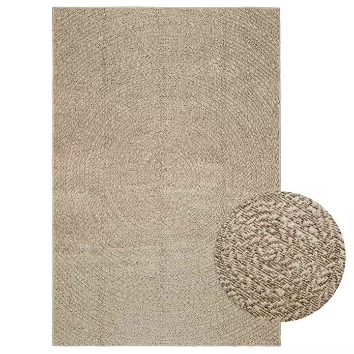 vidaXL Alfombra ZIZUR aspecto yute interior/exterior beige 140x200 cm - 1