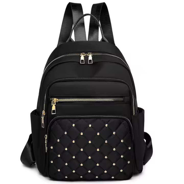 Mochila De Mujer Nueva Con Lattice De Diamantes Gran Capacidad Para Viajes Moda Casual De Tela De Goma Oxford Mochila Suave Para Todos - 1