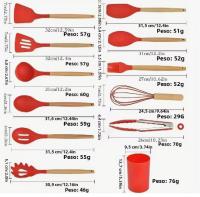 ZVD Set de Utensilios de Cocina de Silicona Calor Resistant 12PCs with Mango de Madera - details 3