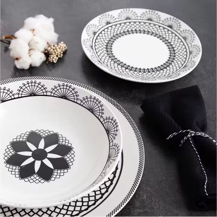 Vajilla Medina La Bouchée 18 piezas 6 servicios porcelana blanco/negro - 1