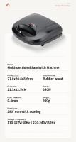 Horno Eléctrico Para Sándwich Y Waffles 650W Máquina De Cocinar Para Desayuno Con Placas Intercambiables Non-stick Para Cocina - details 12