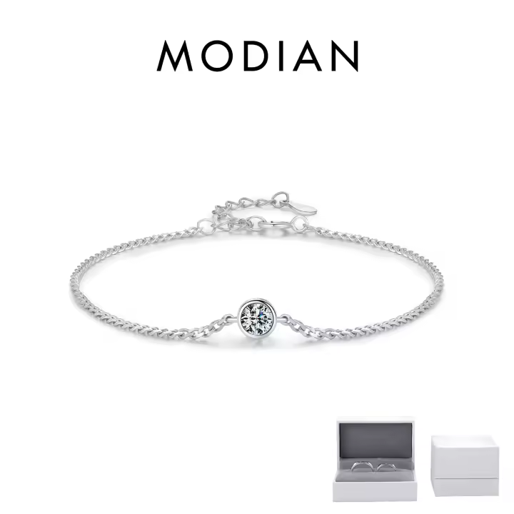 Pulsera De Plata Esterlina 925 Con Moissanita VVS1 0.25CT Pulsera De Cadena Lab Diamond Elegante Para Mujer Joyería Fina - 1