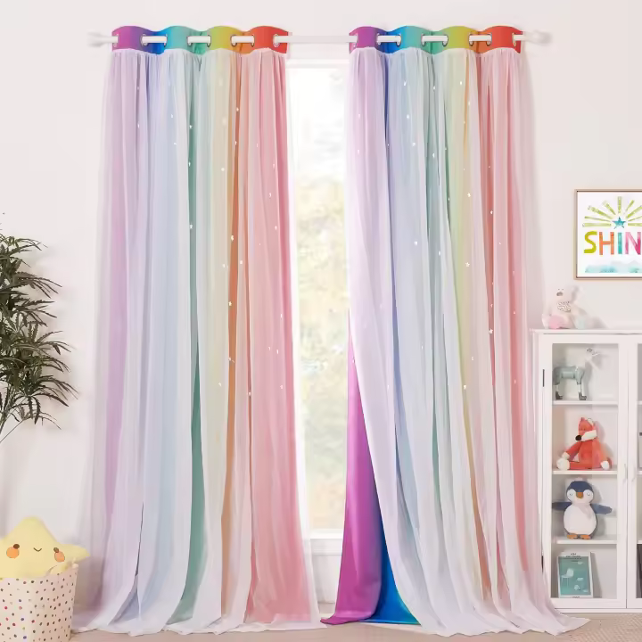 Cortinas de Estrella Arcoíris para Dormitorio de Niños - 1