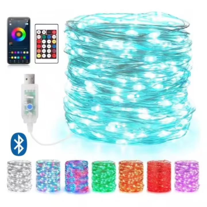 Luces LED Multicolor RGB 10m 100 LED Tira de Luz USB 18 Colores Bluetooth Luz de Hadas Mando a Distancia Impermeable COSHANO - 1