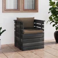 vidaXL Sillón de jardín con cojines madera de pino en color Rojo/Antracita/Taupé y más | acolchados duraderos para sofás de jardín terraza exterior - details 2