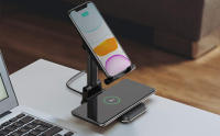 TEMCO Soporte de teléfono de carga inalámbrica, Soporte plegable 2 en 1 para teléfono celular y tableta, Cargador doble, carga inalámbrica de 10 W máxima habilitada para Qi, soporte de metal ajustable para teléfono compatible con iPhone 13/Pro/XR, etc - details 2