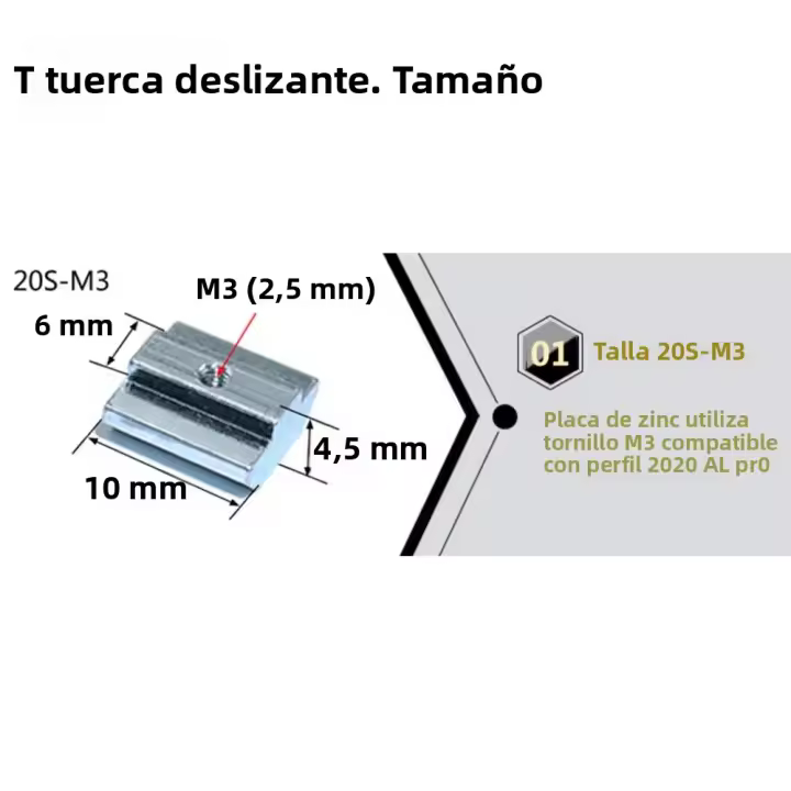 Juego De 100 Piezas De Tornillos Deslizantes M3 M4 M5 Para Perfiles De Extrusión De Aluminio 20 Series Material Carbono Acero Galvanizado - 1