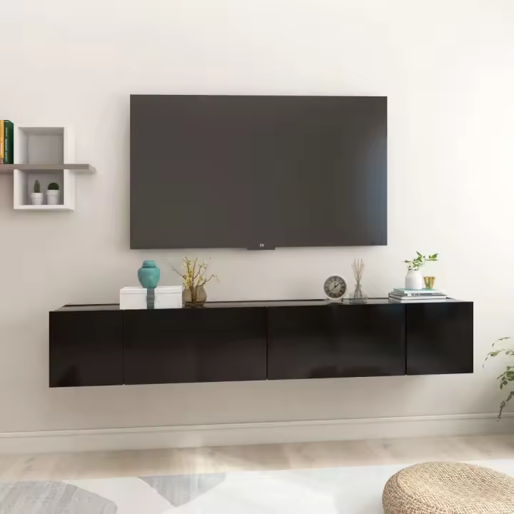 vidaXL Muebles de salón colgantes 3 unidades negro 60x30x30 cm - 1