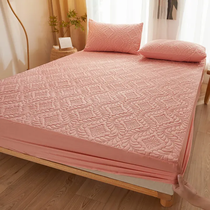 Sábana Protectora De Muelles Impermeable Y Antialérgica Con Patrón Cuadrado Para Cama Capa De Protección Contra Polvo Y Bacterias - 1