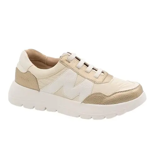 My Soft 25M264 zapato deportivo con elasticos tonos blanco oro - 1