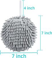 2PC Pelota De Toalla Para Secar Manos Con 2 Gancho Super Absorbente Microfibra Suave Para Baño Y Cocina Suministros De Salud - details 1