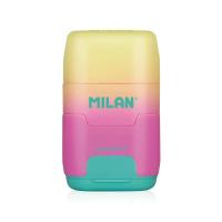 MILAN 4721116 - 1x Afilaborra Combinación de Goma de Borrar y Sacapuntas Doble. COMPACT Sunset, Material Escolar Primaria, Secundaría y Universidad, Recambio, Colores Surtidos (Verde, Rosa, Violeta y Amarillo), Vuelta al Cole, Colegio - details 1