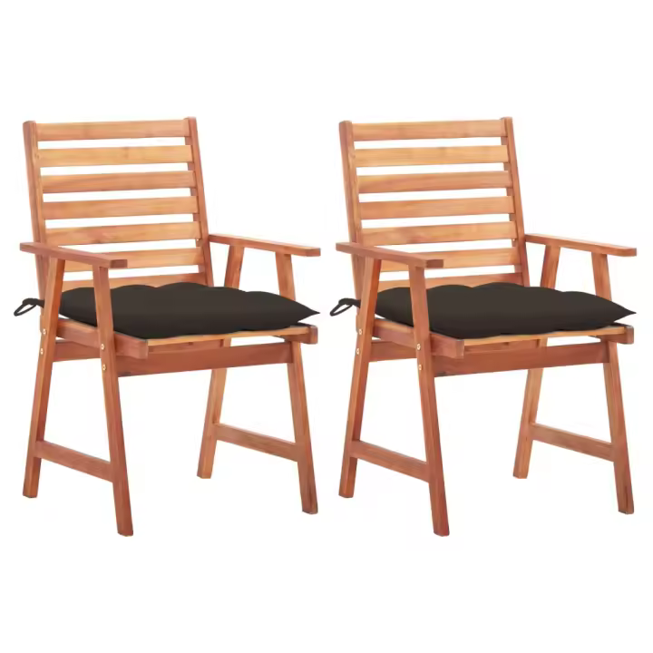 vidaXL Sillas comedor de jardín 2 uds madera maciza de acacia y cojines - 1