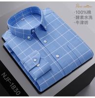 Camisa Larga De Manga Para Hombres De Talla Grande 6XL Algodón 100% Casual Con Bolsillo Y Pato Plaid Oxford Tejido Cómodo Primavera Otoño Sin Hierro - details 31