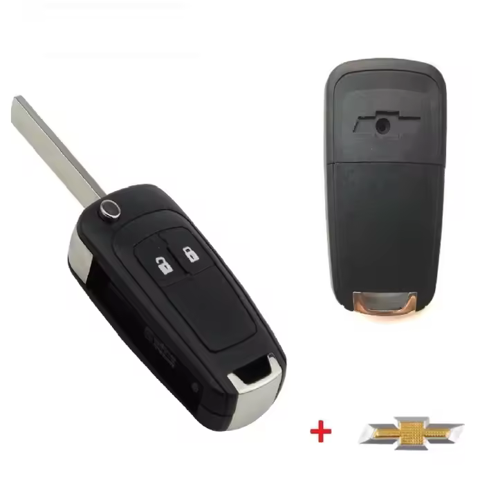 BARAC Llave Mando Carcasa de 2 Botones key shell para CHEVROLET CAMARO CRUZE EPICA LOVA HU100 para llavero con insignia - 1